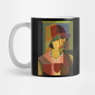 Woman in hat (on black) Mug